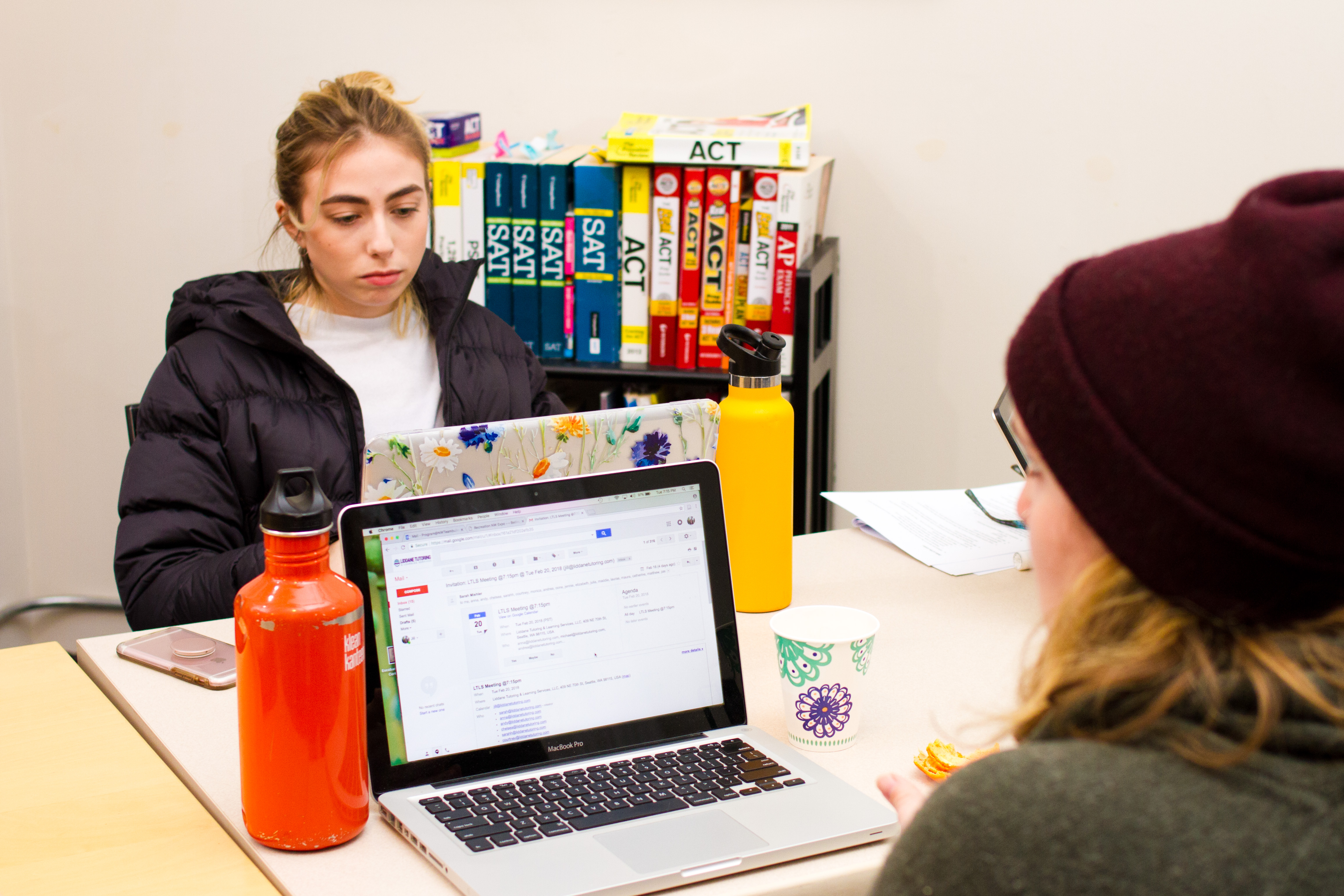 Student and tutor at test prep session